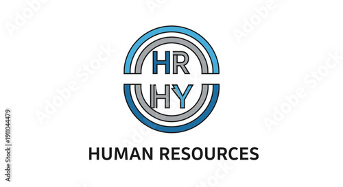 Modern Human Resources Logo Depicting HR and HY Business Iconography for Recruitment