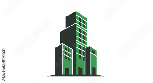 Modern Green Skyscraper Symbolizing Urbanization, Growth, And Architectural Design
