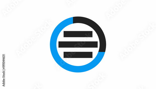 Modern Hamburger Menu Icon In Blue Circle Segment For Digital Platforms