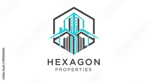 Modern Hexagon Logo Design Showcasing Real Estate Buildings and Property Development Concept