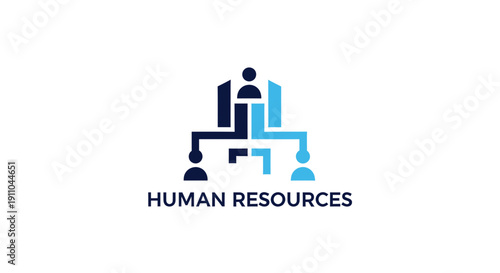 Modern Human Resources Logo Design Showing Collaboration And Teamwork In Blue Tones