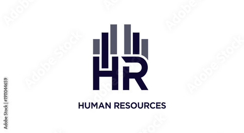 Modern Human Resources Logo Design With Abstract Buildings Symbol And Bold Typography