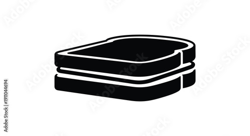 A simple black and white illustration depicts a classic sandwich composed of two slices of bread high quality professional detailed