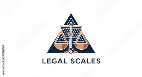 Modern Law Firm Branding Visual Featuring Scales of Justice In Triangle Shape Design
