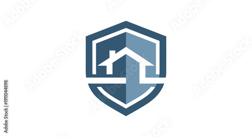 Modern House Shield Emblem Depicting Stability, Coverage, And Assurance