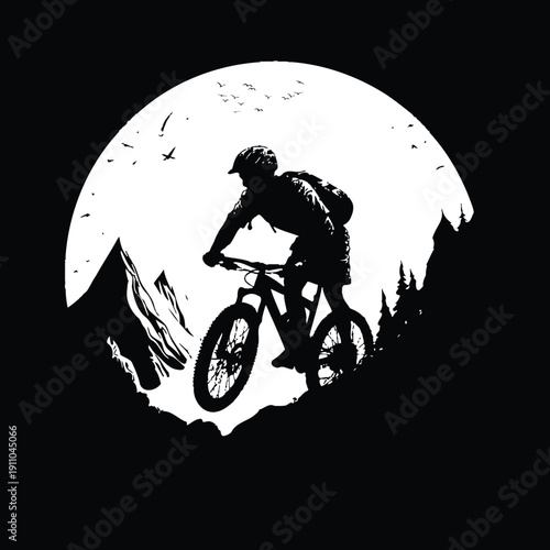 silhouette of biker