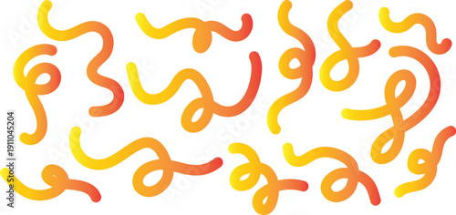 Vibrant orange and yellow squiggles on white background