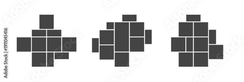 Photo template with mosaic collage and flyer for poster background. Vector montage and board for album illustration. Frame layout and image for creative presentation tile.