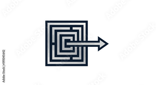 Navigating The Complexities: Finding The Correct Exit Through A Labyrinth, Vector Illustration
