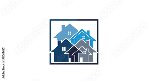 Modern Real Estate Logo: Home Symbol Representing Community and Property Ownership