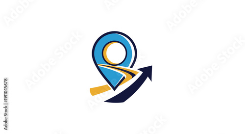 Navigational Route And Directional Arrow Logo Design On Isolated White Background