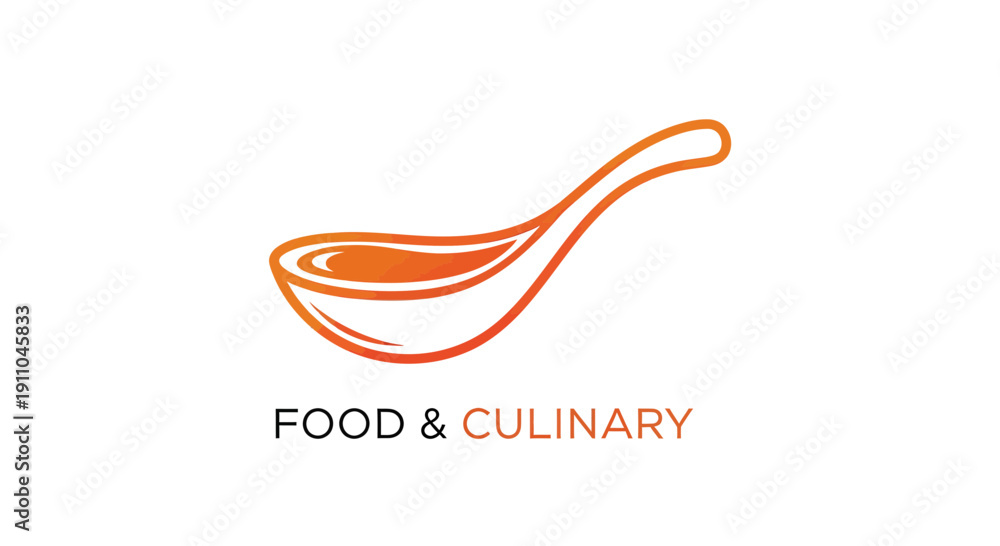 Fototapeta premium Orange Spoon Logo Representing Food And Culinary Activities Perfect for Restaurant Branding
