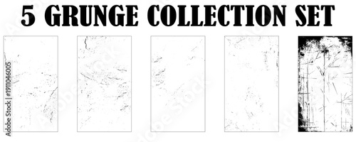 Set of Black and white grunge. Distress overlay texture. Surface dust and rough dirty wall background concept. Distress illustration simply place over object to create grunge effect. Vector 