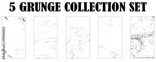 Set of Black and white grunge. Distress overlay texture. Surface dust and rough dirty wall background concept. Distress illustration simply place over object to create grunge effect. Vector 