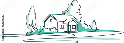 Cozy House with Smoke Rising from Chimney