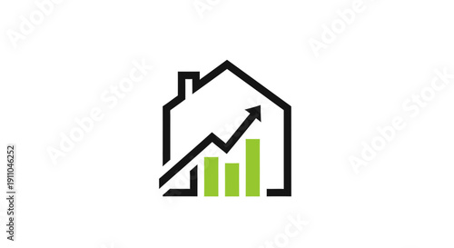Real Estate Growth Concept Illustrated with Upward Arrows and House Shape Designs