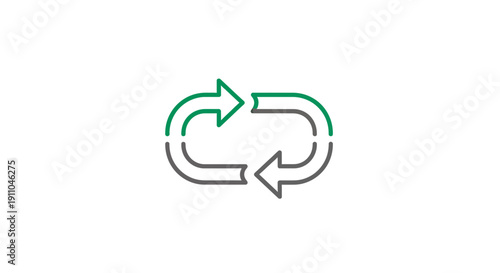 Recycle Symbol Design: Green and Grey Arrows Forming a Seamless Loop on White Backdrop