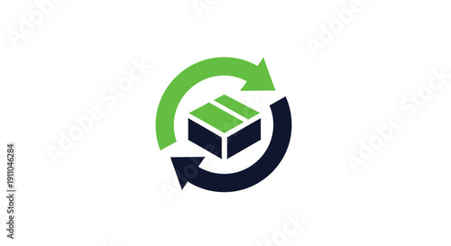 Recycling Symbol Illustrating Sustainable Packaging, Environmental Responsibility, Green Arrow