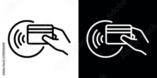 Contactless payment NFC icon. Tap to pay, mobile banking, wireless transaction symbol vector illustration.