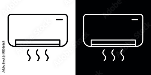 Air conditioner  icon set vector collection isolated in black and white style