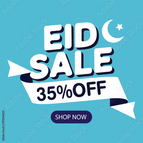 Eid sale banner with thirtyfive percent discount offer
