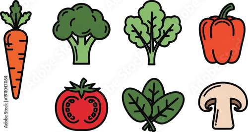 Vegetable assortment graphic illustration fresh healthy food vector