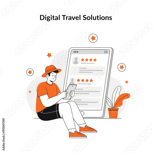 Modern Digital Travel Planning And Online Review Service Illustration