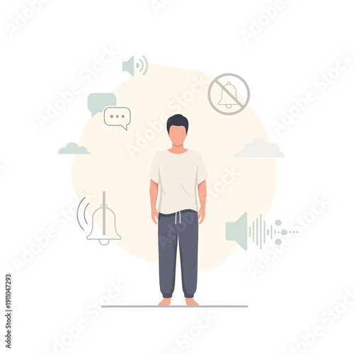 Modern Illustration Depicting Quietude And Digital Communication Balance