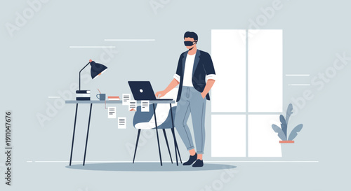 Modern Professional Engaged In Digital Work With Virtual Reality Headset