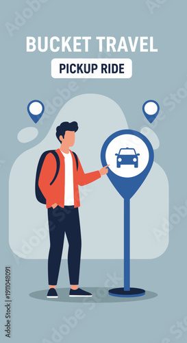 Modern Traveler Searching For Ride: Innovative Transportation Concept On The Move Illustration