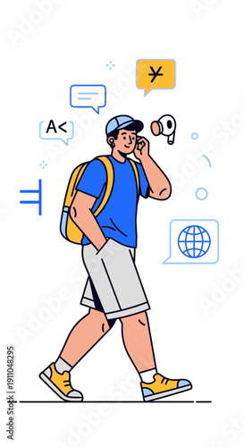 Modern Traveler Utilizes Advanced Translation Technology Seamlessly