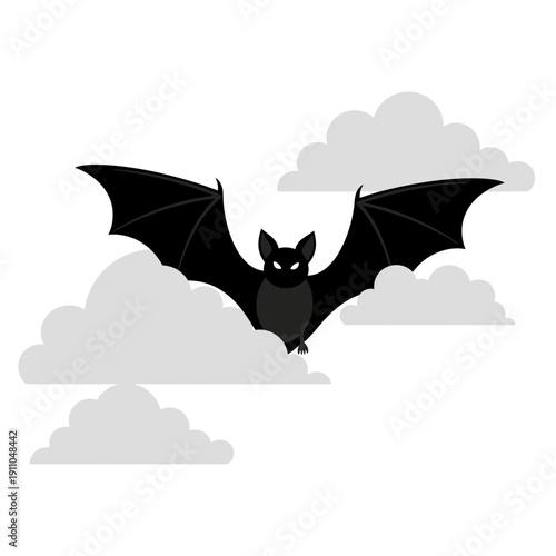 Mysterious Bat Flying Through Ethereal Clouds On A Spooky Night