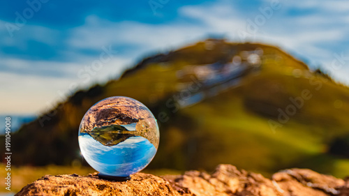 Obraz na płótnie Crystal ball alpine autumn or indian summer landscape shot at Mount Kleine Salve