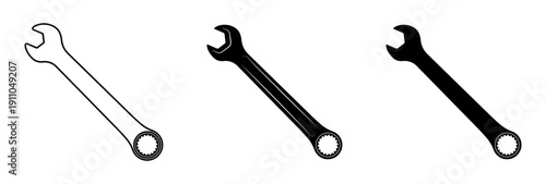 Set of ratchet wrench icons isolated on transparent background
