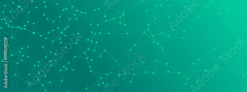 Abstract Network Connections on Green Background  Technology Banner