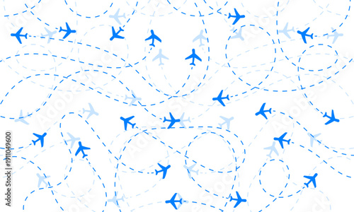 Airplane Flight Path Pattern  Vector Travel and Transportation Background
