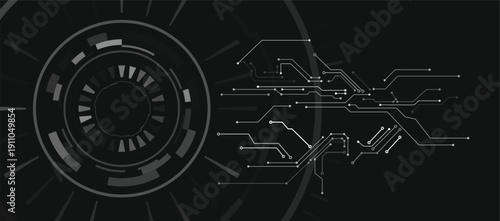 Futuristic Technology Background  Abstract Circuit Board and HUD