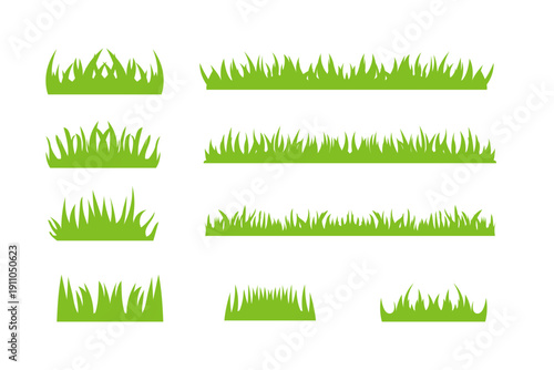 Green Grass Silhouettes Set  Vector Design Elements and Borders