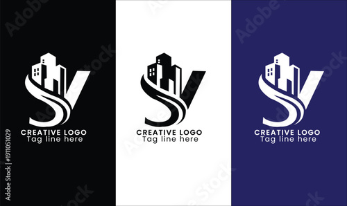 v letter real estate logo 2