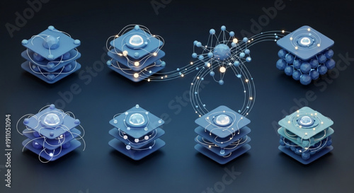 Stunning 3D molecular structures with glowing connections