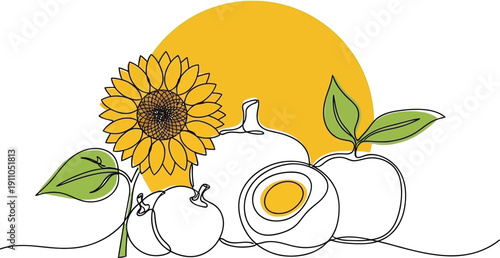 Fresh Harvest Line Art Illustration