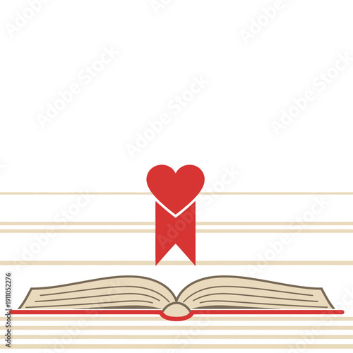 Open Book With Heart Bookmark Celebrating Literary Love Stories And Knowledge