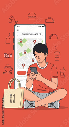 Ordering Food Delivery Using A Mobile App With A Map Interface