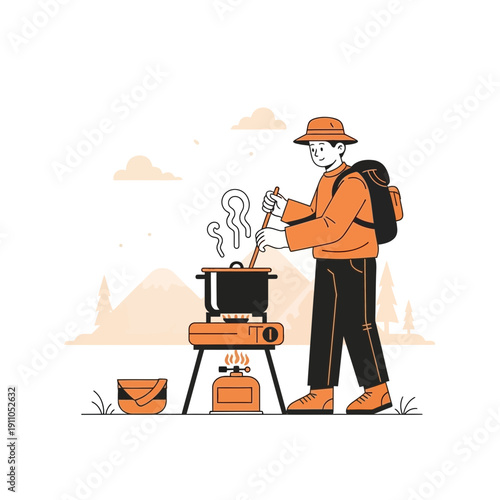 Outdoor Campfire Cooking Adventure And Delicious Meal Preparation