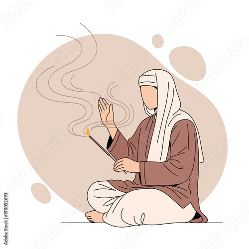 Peaceful Meditation Spiritual Ritual Incense Smoke Aroma Tranquility