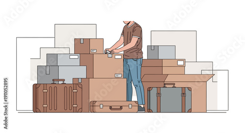 Packing And Moving Service Concepts For Home Relocation