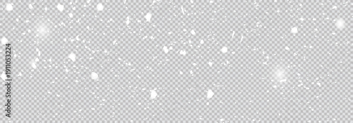 Beautiful bokeh snowfall background on light background. 