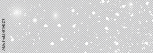 Vector seamless background with snowfall. White falling snow on a panorama view background.