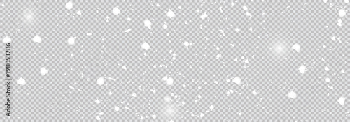 Vector seamless background with snowfall. White falling snow on a panorama view background.