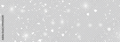 Vector seamless background with snowfall. White falling snow on a panorama view background.